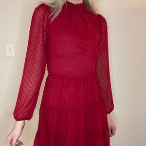 Mid length long sleeve red dress in size xs